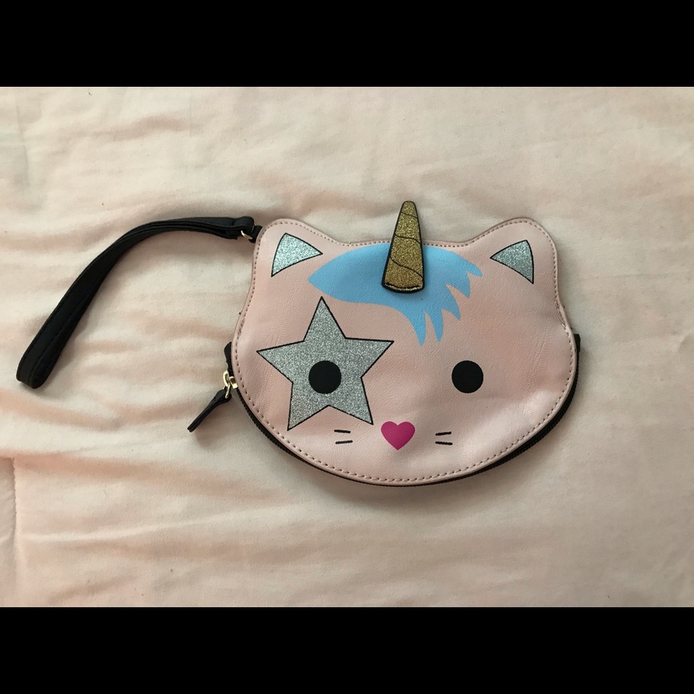 Betsey Johnson Pink Unicorn Cat Wristlet